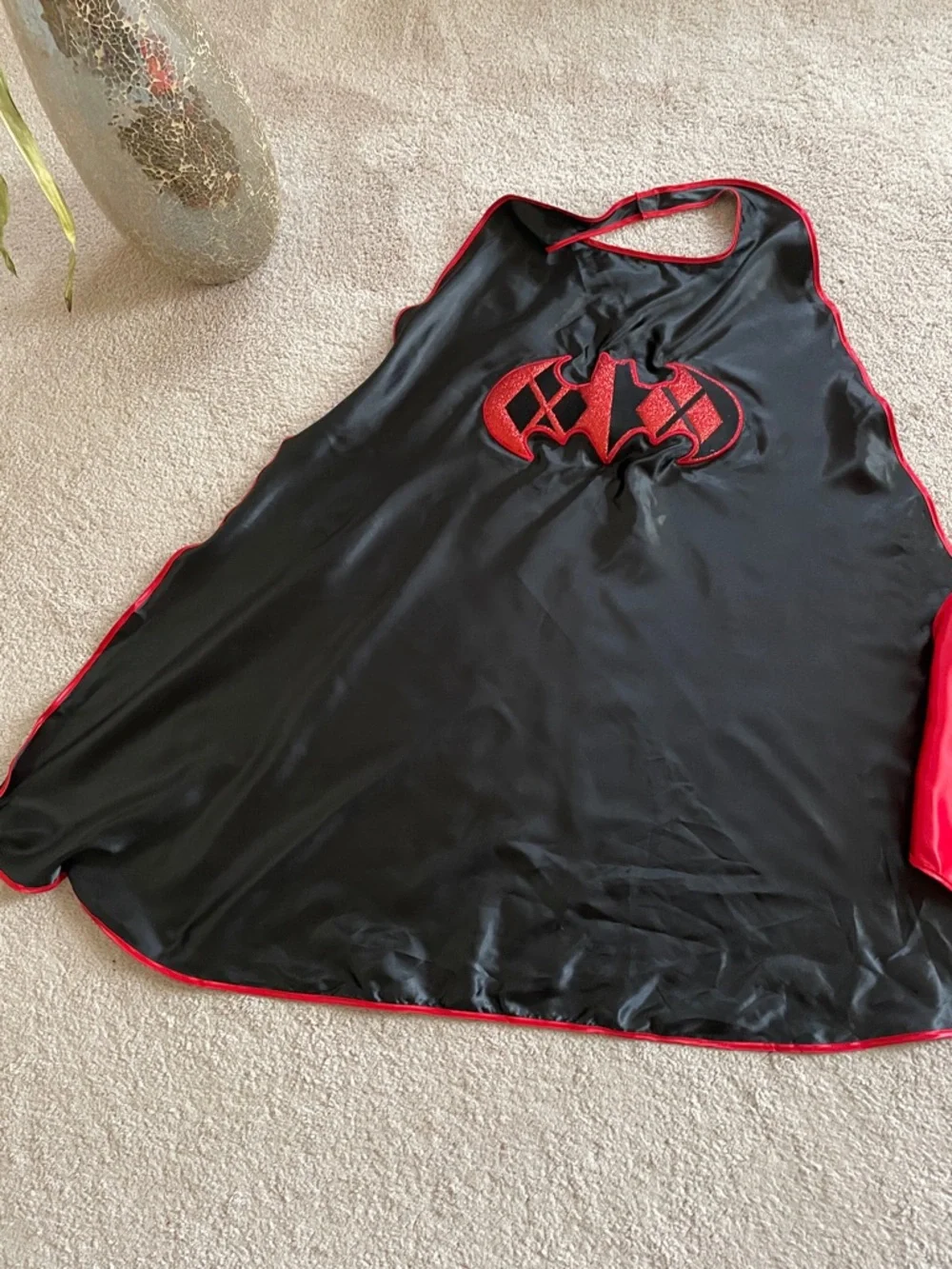 Superhero Satin Capes - Red Superman & Black Bat Emblems
